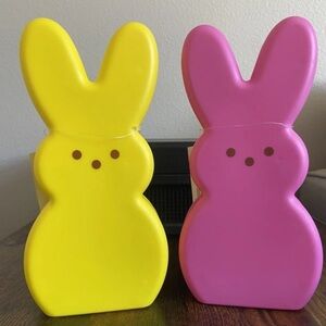Set of 2 Peeps rabbit Easter Lamps LED Flickering  Pink Yellow New So Cute